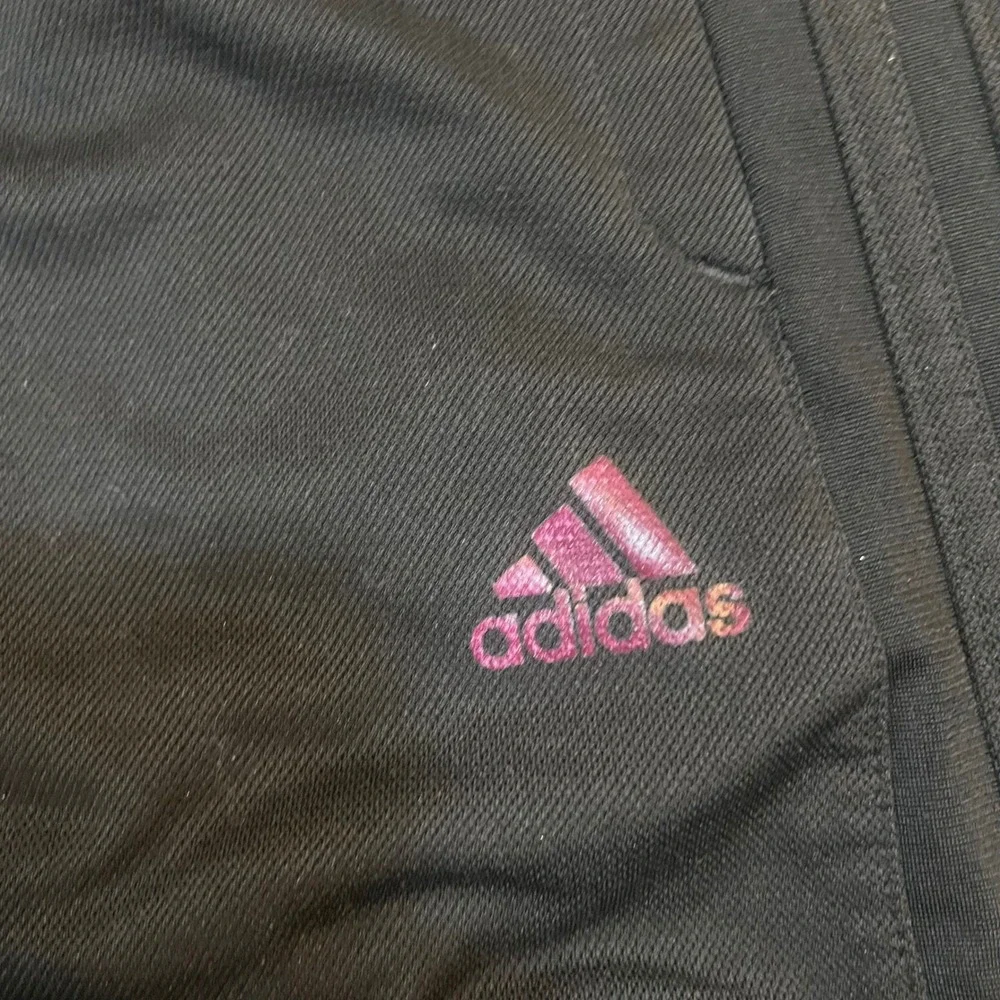 Adidas‎ Mens Track Pants XL Black Iridescent Pink Logo 3-Stripe Zipper Pockets